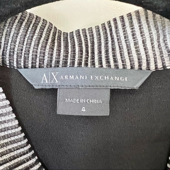 AX Armani Exchange B&W Striped Drop Waist Dress w Bow and Ruffle Skirt. Size 4 - Picture 2 of 4